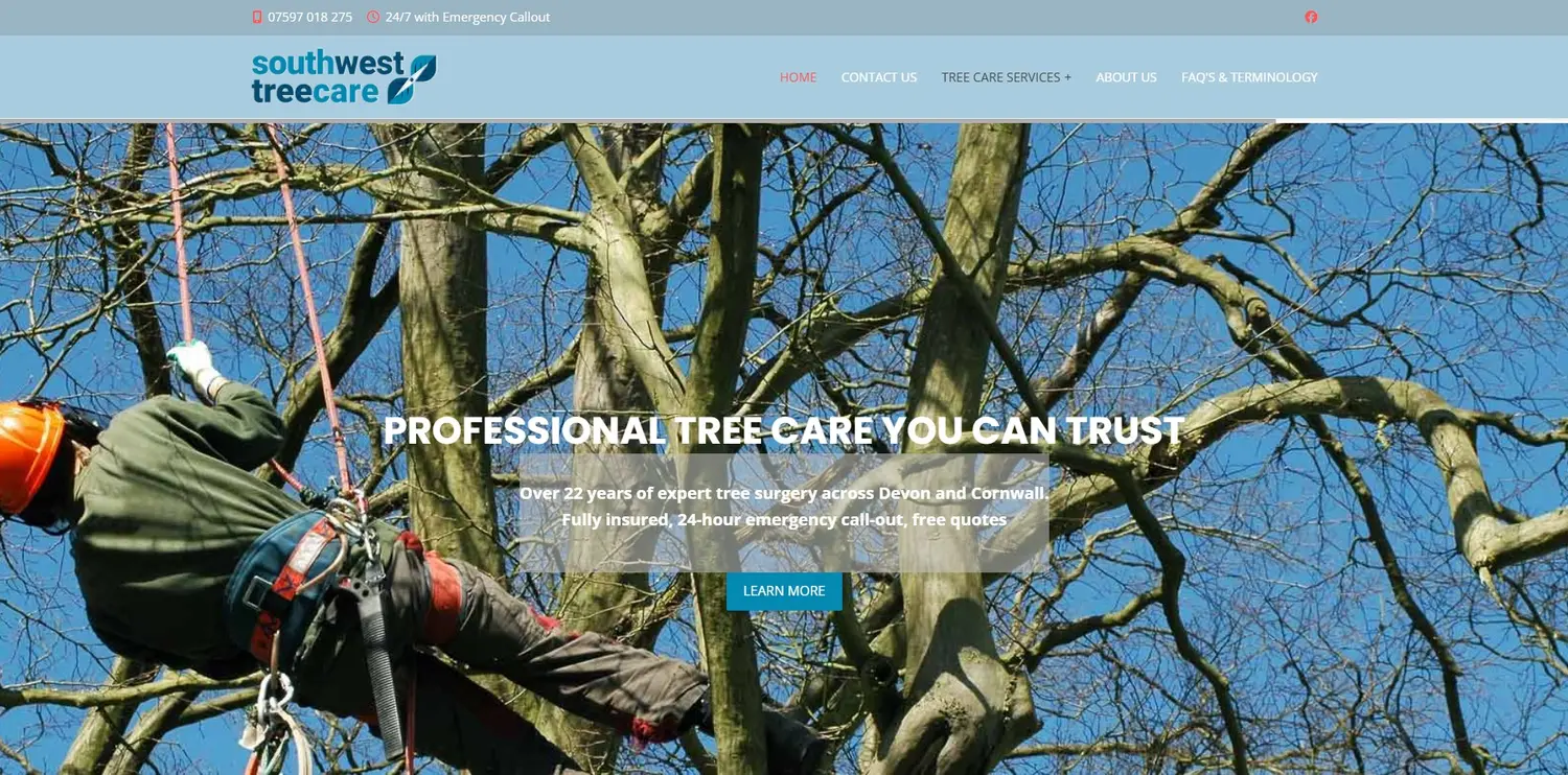 Southwest Tree Care homepage designed by GingerWeb